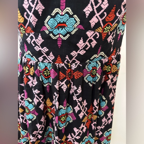 Anthropologie Edme Esyllte Primula Floral Cotton Halter Pockets Crotchet Slip 6 - Picture 9 of 12